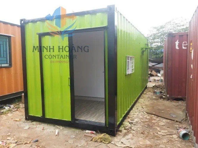 Container Văn Phòng 20 Feet Xanh Lá Viền Đen Có Toilet